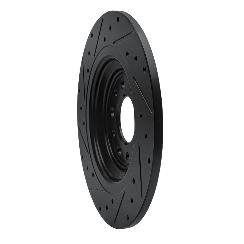 Jeep Cherokee Brake Rotor (1) - Rear Right - R1 Concepts - Drilled & Slotted - Black - `14-`23